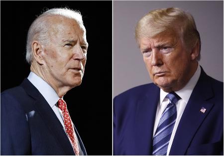 トランプ米大統領(右)とバイデン前副大統領(AP=共同)